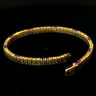 18k Yellow Gold Tennis Bracelet with 2.80 tcw Natural Intense Yellow Diamonds and Amethyst – 7.2