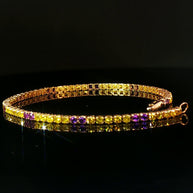 18k Yellow Gold Tennis Bracelet with 2.80 tcw Natural Intense Yellow Diamonds and Amethyst – 7.2