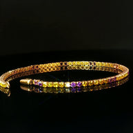 18k Yellow Gold Tennis Bracelet with 2.80 tcw Natural Intense Yellow Diamonds and Amethyst – 7.2