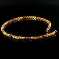 18k Yellow Gold Tennis Bracelet with 2.80 tcw Natural Intense Yellow Diamonds and Amethyst – 7.2
