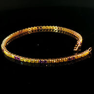 18k Yellow Gold Tennis Bracelet with 2.80 tcw Natural Intense Yellow Diamonds and Amethyst – 7.2
