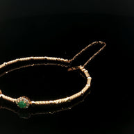 18k Yellow Gold Emerald & Diamond Adjustable Bangle – Oval Green Emeralds (0.50ct) & Natural Diamonds (0.30ct), Fits 16–20