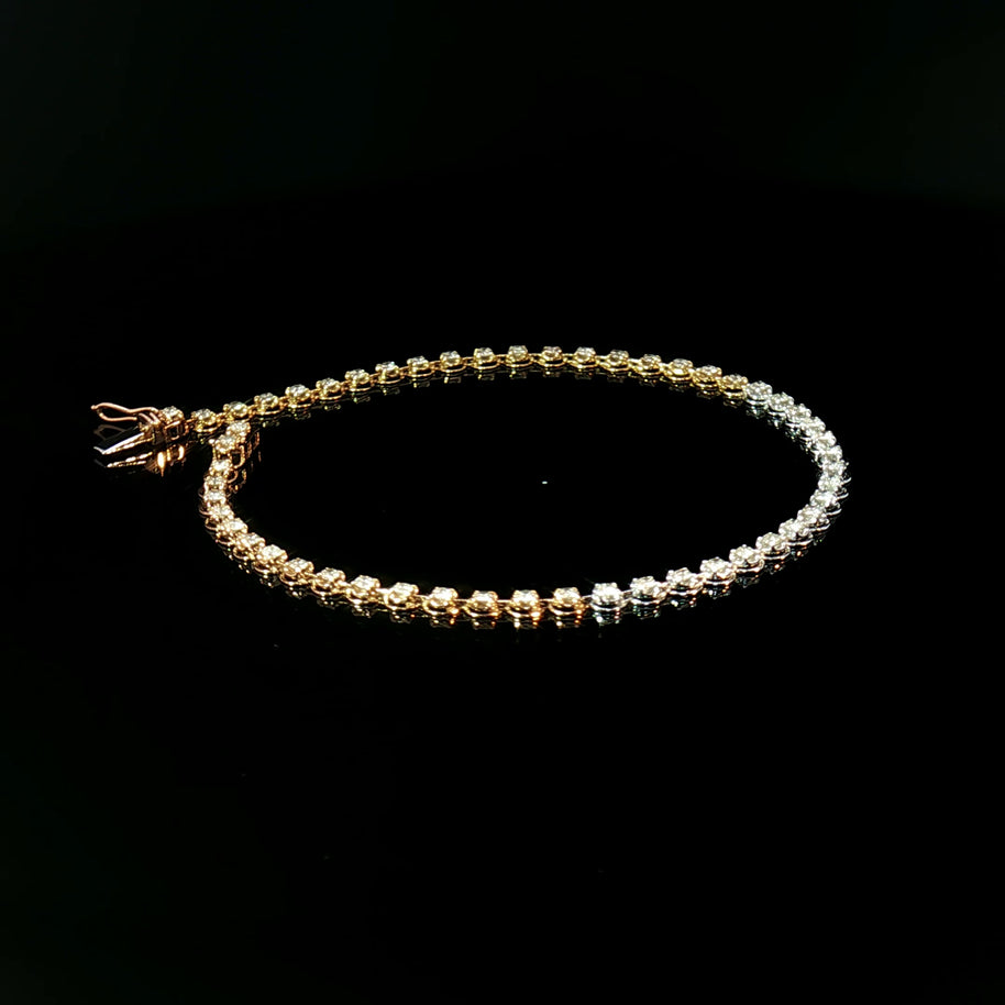 18k Tri-Colour Gold 3 Carat Face Natural Diamond Tennis Bracelet - 7