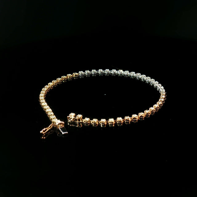 18k Tri-Colour Gold 3 Carat Face Natural Diamond Tennis Bracelet - 7"