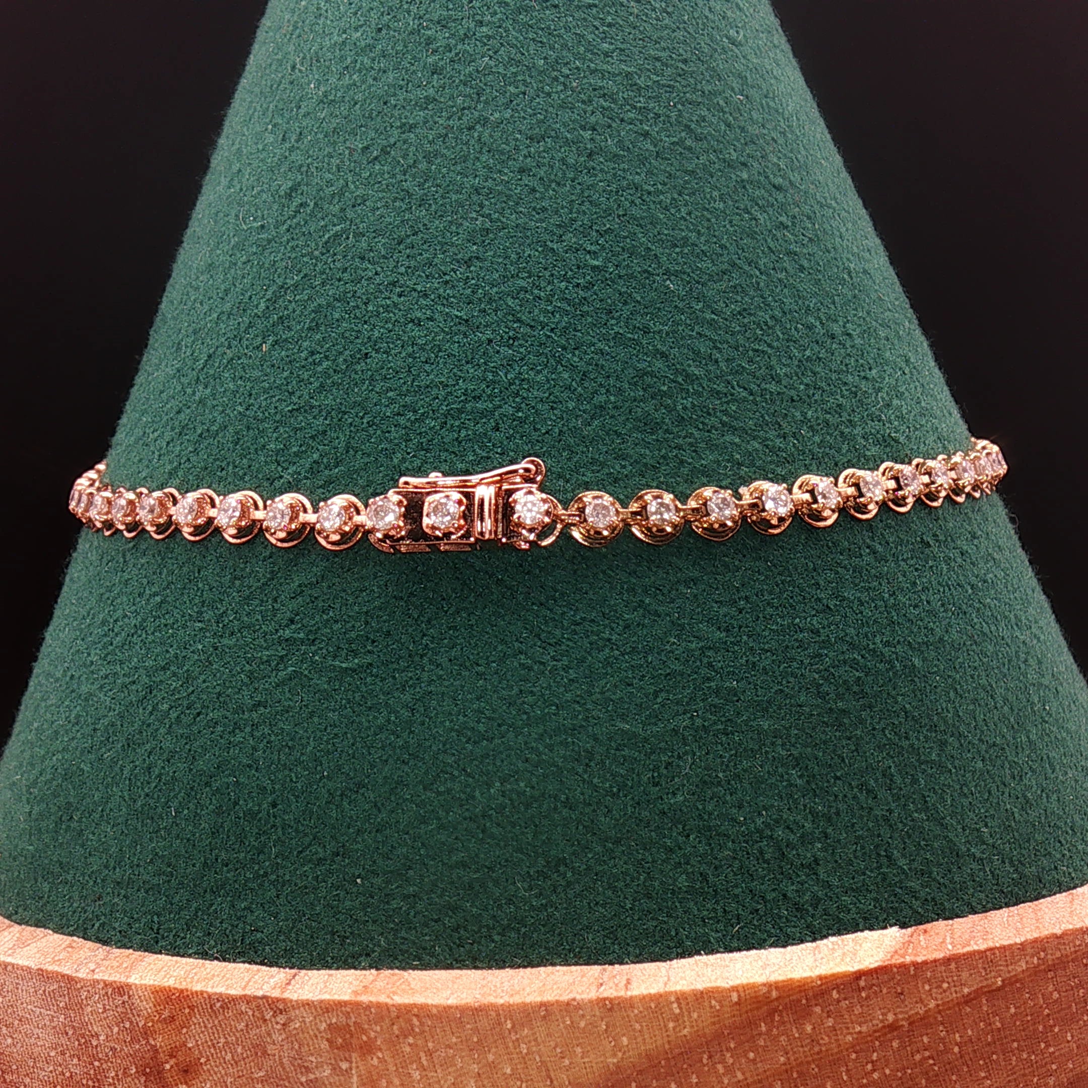 18k Tri-Colour Gold 3 Carat Face Natural Diamond Tennis Bracelet - 7