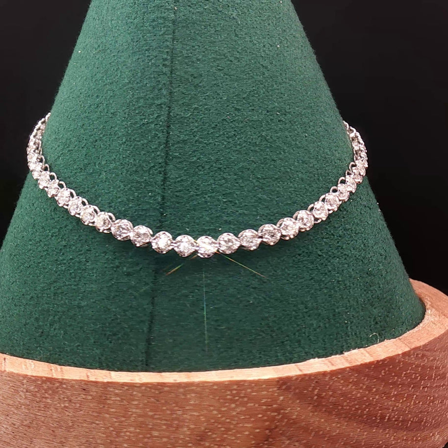 18k White Gold Diamond Tennis Bracelet – 2.00ct Natural Round Brilliant Diamonds, 17.5cm with Triple Secure Clasp