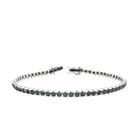 18k White Gold Black Diamond Tennis Bracelet – 3.00ct Natural Fancy Black Round Brilliant Diamonds, 17cm with Triple Secure Clasp