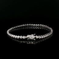 18k White Gold Heart-Shaped Diamond Tennis Bracelet – 1.00ct Natural Diamonds, 3ct Face Look, 7.3
