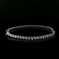 18k White Gold Heart-Shaped Diamond Tennis Bracelet – 1.00ct Natural Diamonds, 3ct Face Look, 7.3