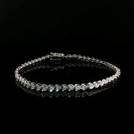 18k White Gold Heart-Shaped Diamond Tennis Bracelet – 1.00ct Natural Diamonds, 3ct Face Look, 7.3