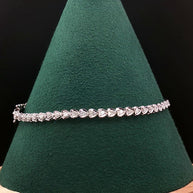 18k White Gold Heart-Shaped Diamond Tennis Bracelet – 1.00ct Natural Diamonds, 3ct Face Look, 7.3