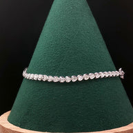 18k White Gold Heart-Shaped Diamond Tennis Bracelet – 1.00ct Natural Diamonds, 3ct Face Look, 7.3