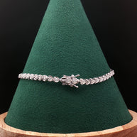 18k White Gold Heart-Shaped Diamond Tennis Bracelet – 1.00ct Natural Diamonds, 3ct Face Look, 7.3