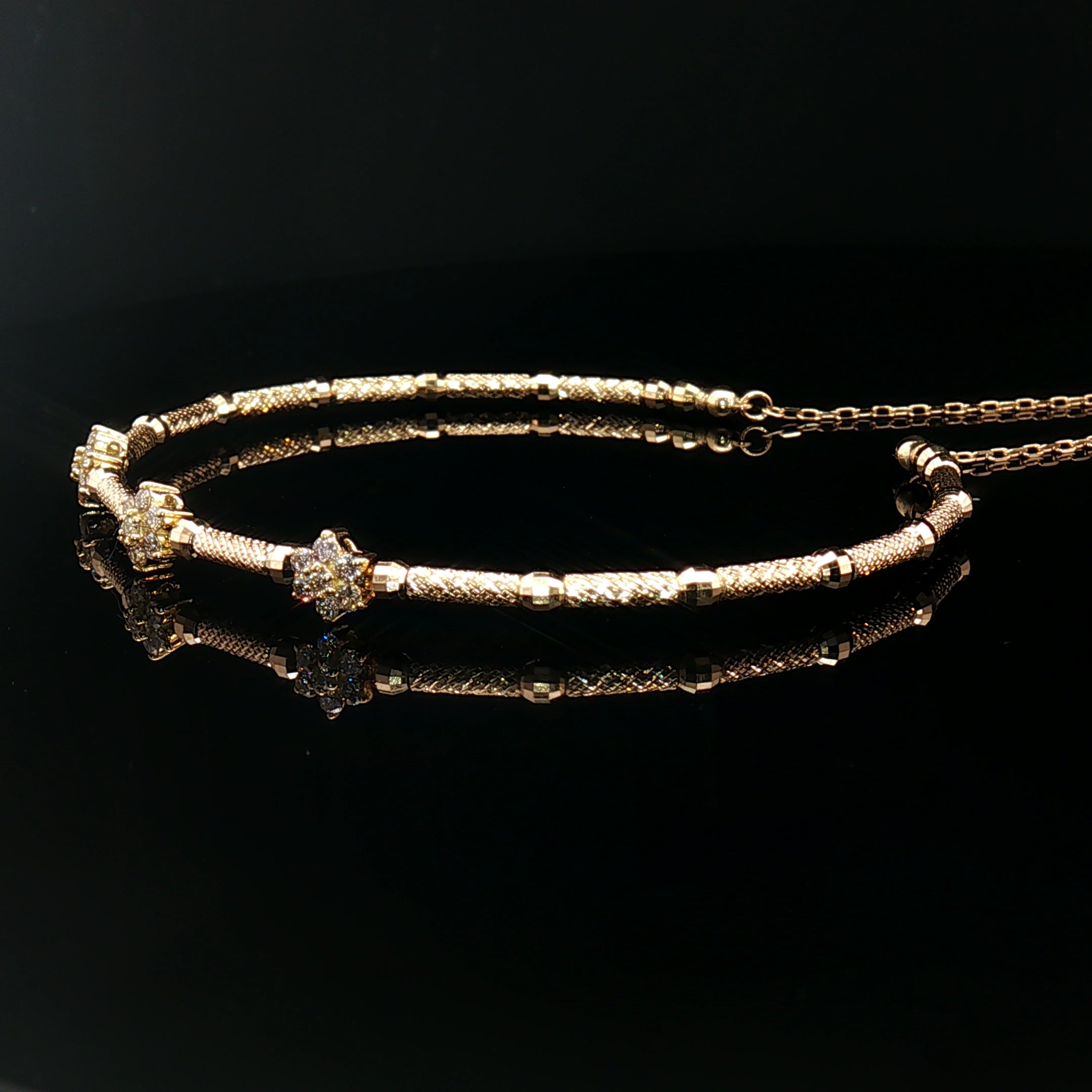 18k Yellow Gold Diamond Bangle – 0.30ct Natural Round Diamonds, Adjustable 16–20