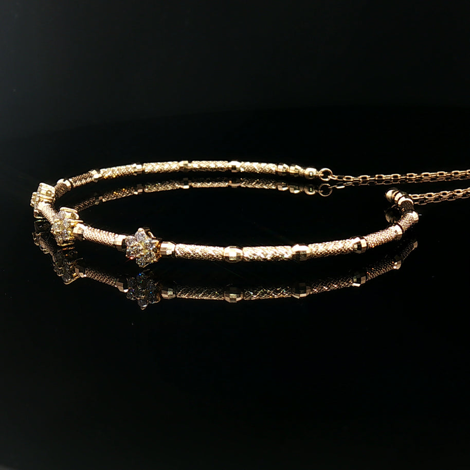 18k Yellow Gold Diamond Bangle – 0.30ct Natural Round Diamonds, Adjustable 16–20