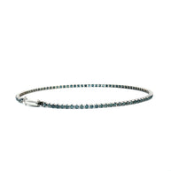18k White Gold Tennis Bracelet – 1.20ct Natural Fancy Blue Round Brilliant Diamonds, 7.2
