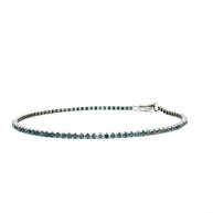 18k White Gold Tennis Bracelet – 1.20ct Natural Fancy Blue Round Brilliant Diamonds, 7.2