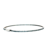 18k White Gold Tennis Bracelet – 1.20ct Natural Fancy Blue Round Brilliant Diamonds, 7.2