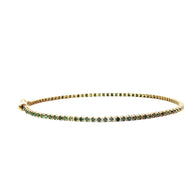 18k Yellow Gold Tennis Bracelet – 1.20ct Natural Green Round Brilliant Diamonds, 7.2