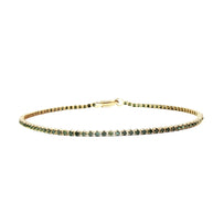 18k Yellow Gold Tennis Bracelet – 1.20ct Natural Green Round Brilliant Diamonds, 7.2