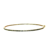 18k Yellow Gold Tennis Bracelet – 1.20ct Natural Green Round Brilliant Diamonds, 7.2