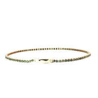 18k Yellow Gold Tennis Bracelet – 1.20ct Natural Green Round Brilliant Diamonds, 7.2
