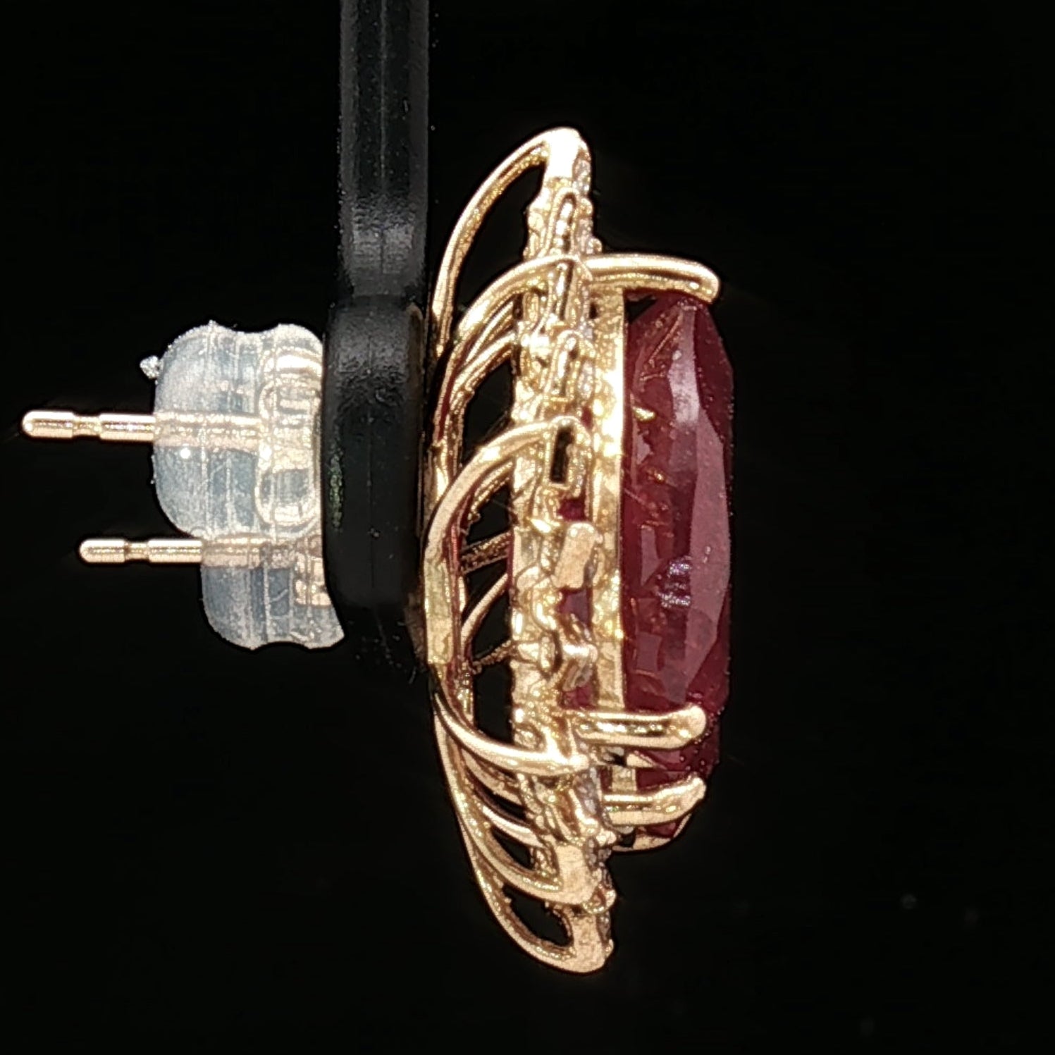 18k Yellow Gold Halo Stud Earrings with 9.00tcw Ruby and 0.50tcw Natural Diamonds