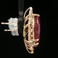 18k Yellow Gold Halo Stud Earrings with 9.00tcw Ruby and 0.50tcw Natural Diamonds