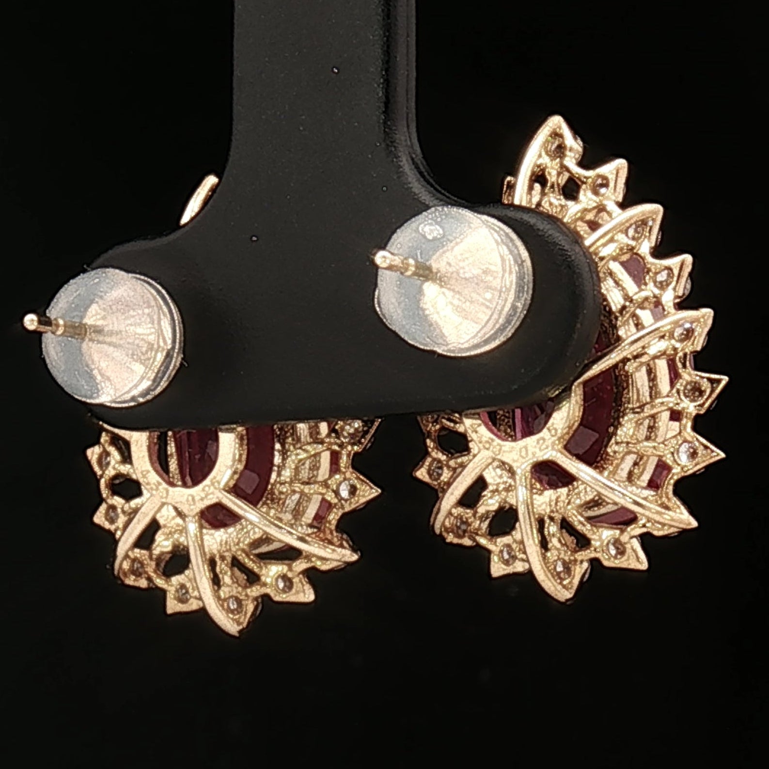 18k Yellow Gold Halo Stud Earrings with 9.00tcw Ruby and 0.50tcw Natural Diamonds