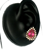 18k Yellow Gold Halo Stud Earrings with 9.00tcw Ruby and 0.50tcw Natural Diamonds