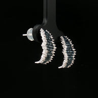 18k White Gold Half Loop Earrings – 1.00ct Fancy Blue & Natural Diamond Round and Baguette Cut