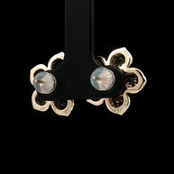 18k Yellow Gold Floral Stud Earrings – 4.40ct Multicolour Pear Gemstones & 0.40ct Natural Diamonds