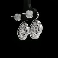 18k White Gold Clover Dangle Earrings – 1.00ct Natural Round & Baguette Diamond Design