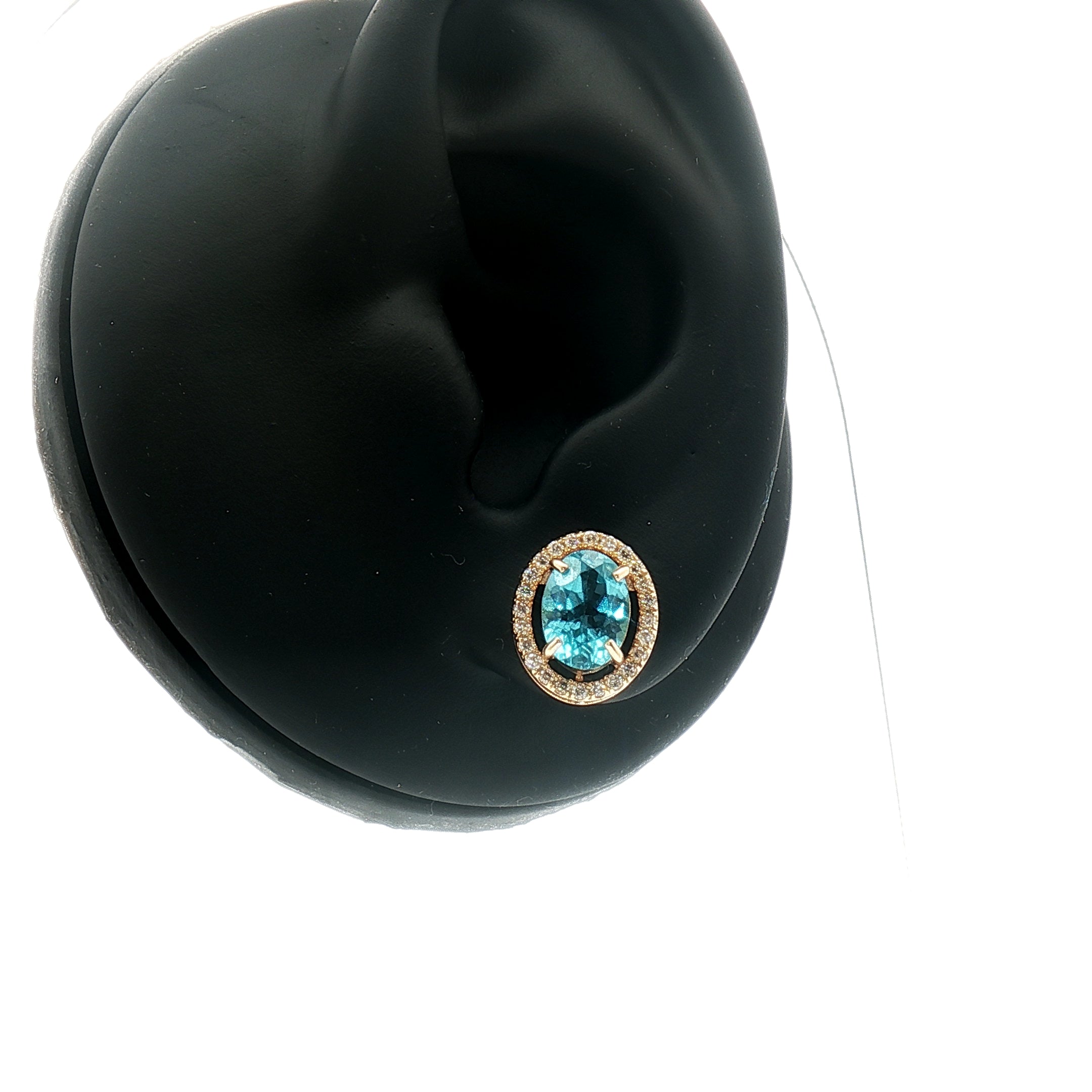 18k Yellow Gold Halo Oval Stud Earrings – 2.60ct Paraiba Apatite & 0.24ct Natural Diamond Accents