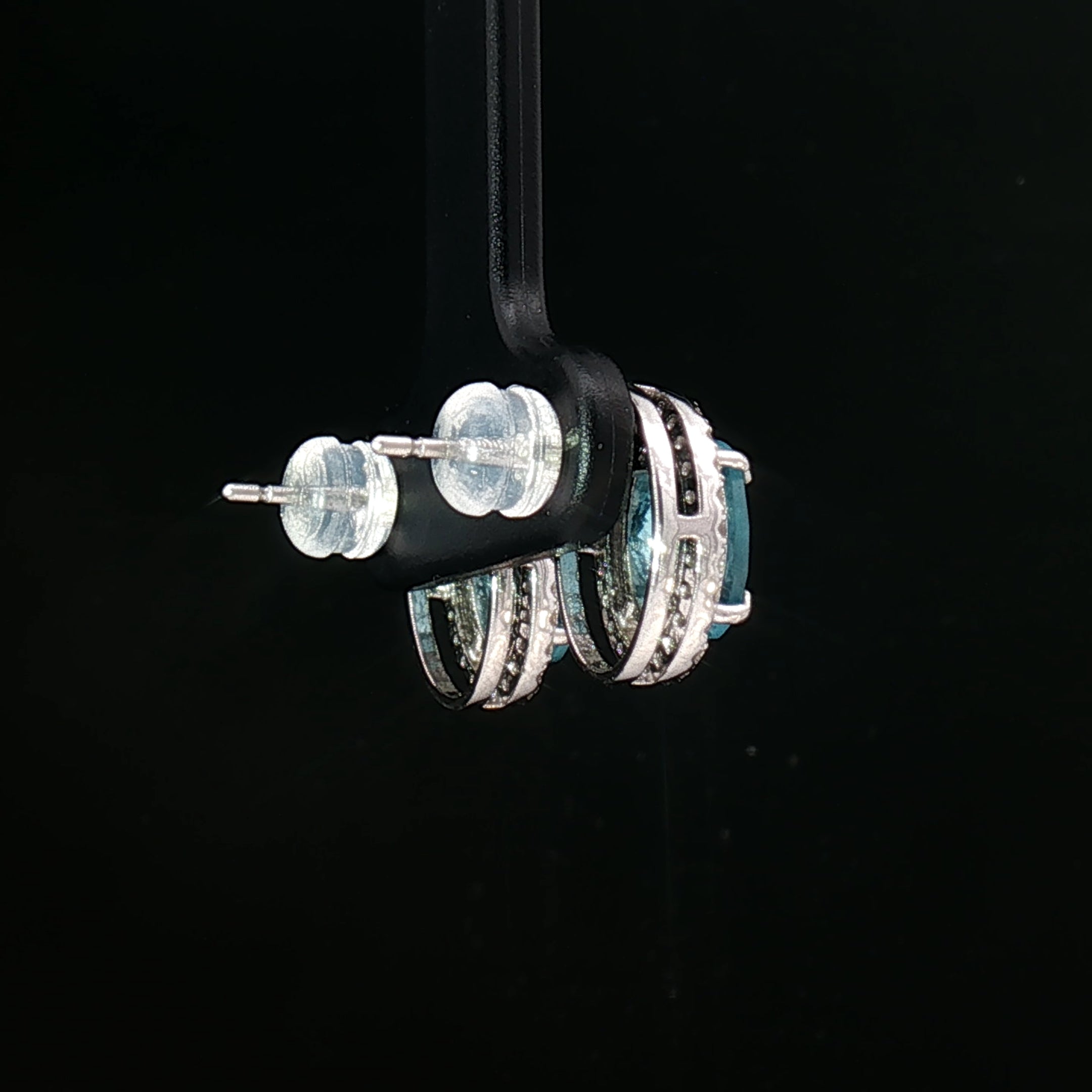 Platinum 900 Halo Oval Stud Earrings – 2.60ct Paraiba Apatite & 0.24ct Natural Diamond Accents