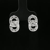 18k White Gold Infinity Dangle Earrings – 1.00ct Natural Baguette & Brilliant Cut Diamond Links