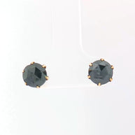 18k yellow gold stud earrings with rose-cut natural black diamonds