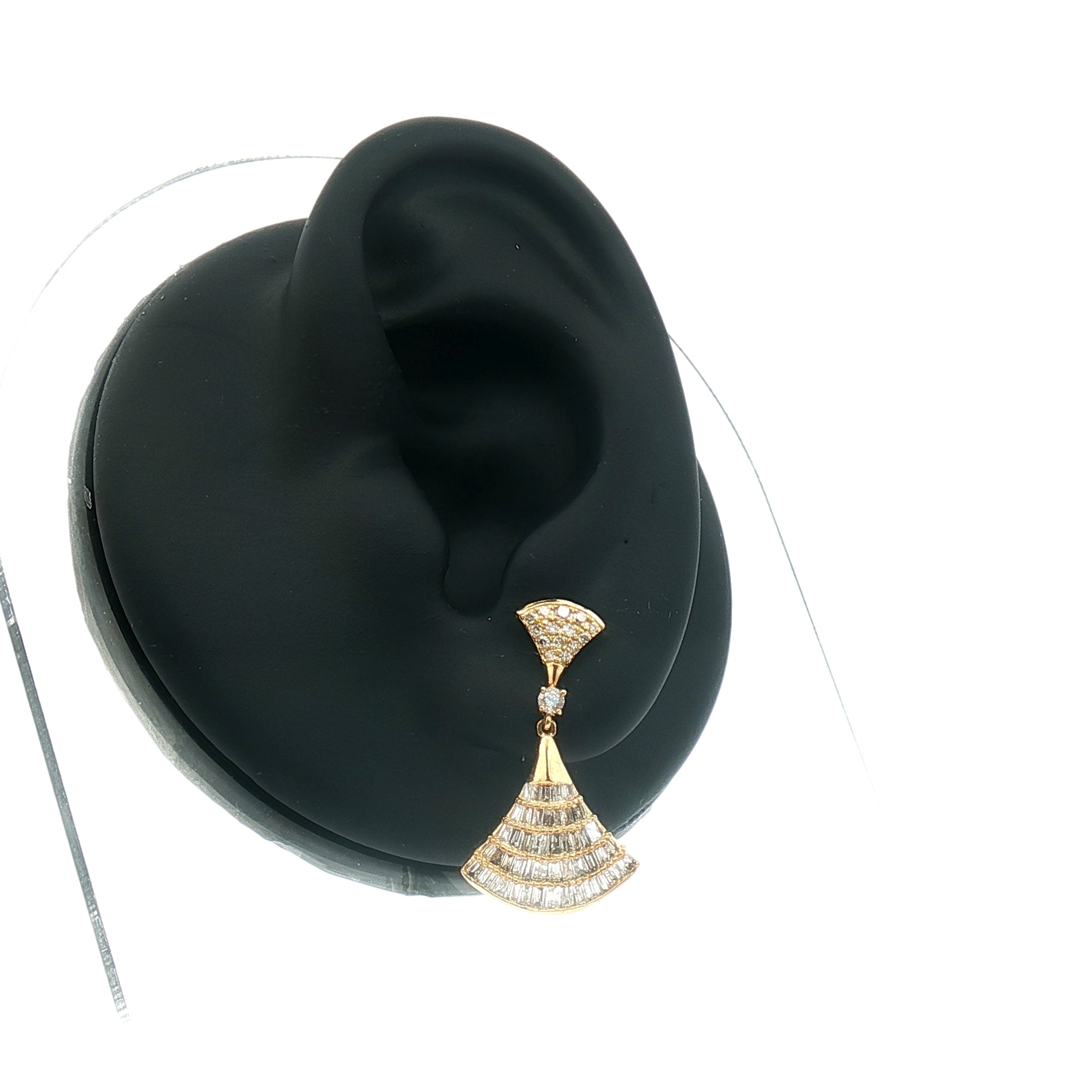 Pair of elegant diamond dangle earrings in 18k gold