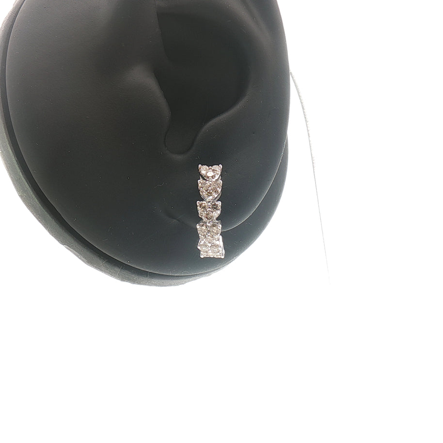 18k White Gold Half Loop Heart Illusion Earrings – 1.00ct Natural Brilliant-Cut Diamonds