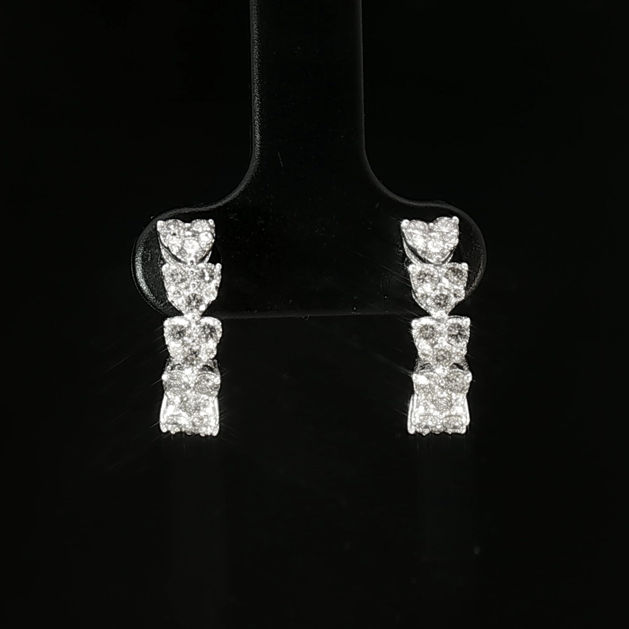 18k White Gold Half Loop Heart Illusion Earrings – 1.00ct Natural Brilliant-Cut Diamonds