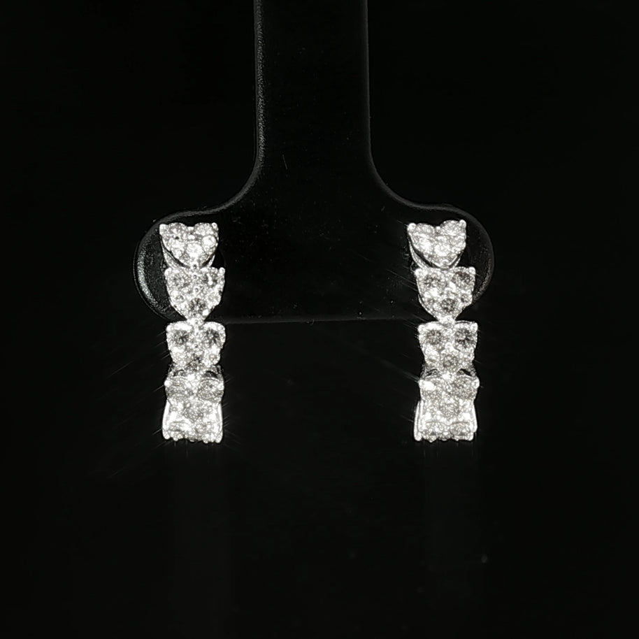 18k White Gold Half Loop Heart Illusion Earrings – 1.00ct Natural Brilliant-Cut Diamonds