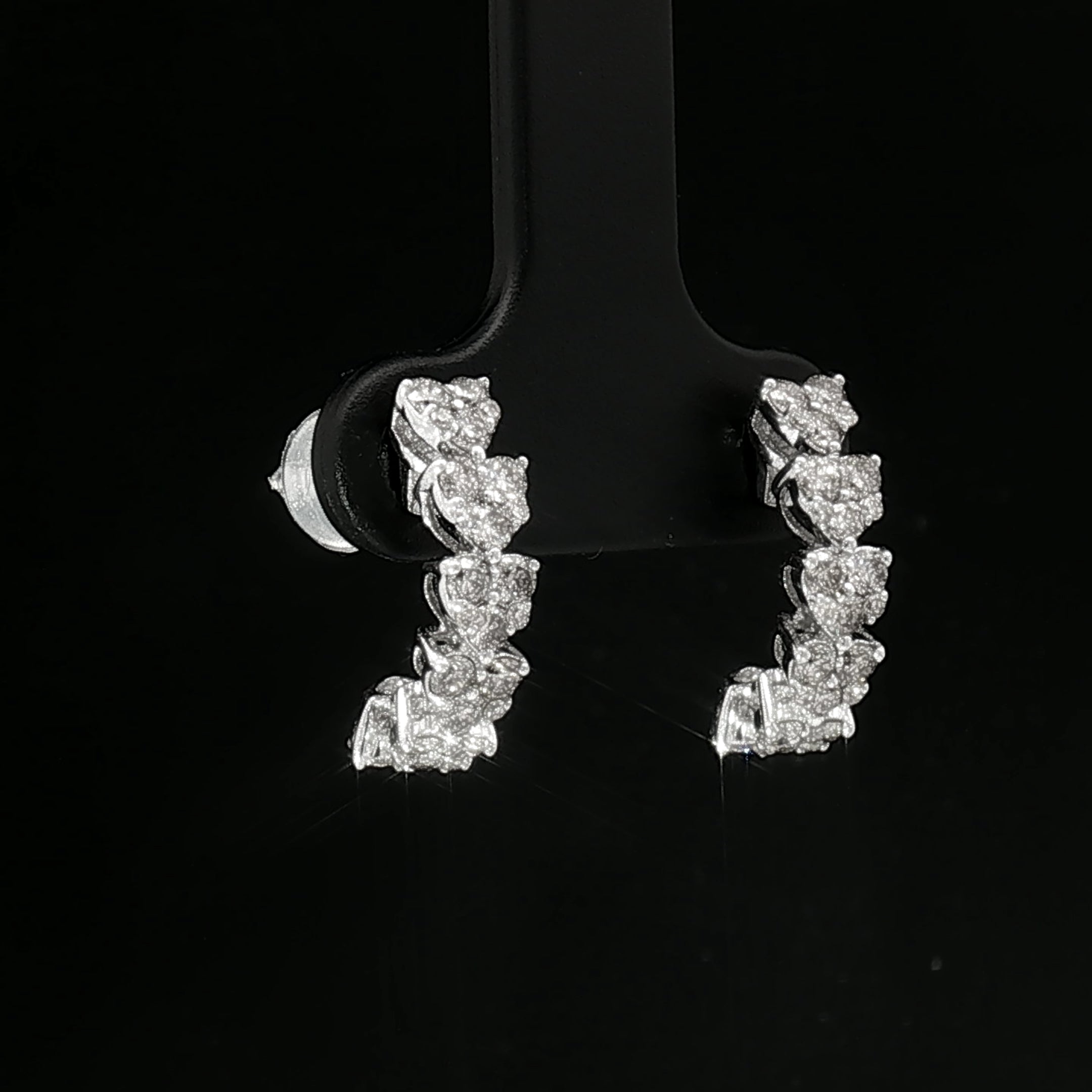 18k White Gold Half Loop Heart Illusion Earrings – 1.00ct Natural Brilliant-Cut Diamonds