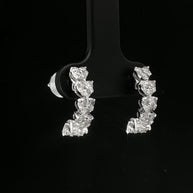 18k White Gold Half Loop Heart Illusion Earrings – 1.00ct Natural Brilliant-Cut Diamonds