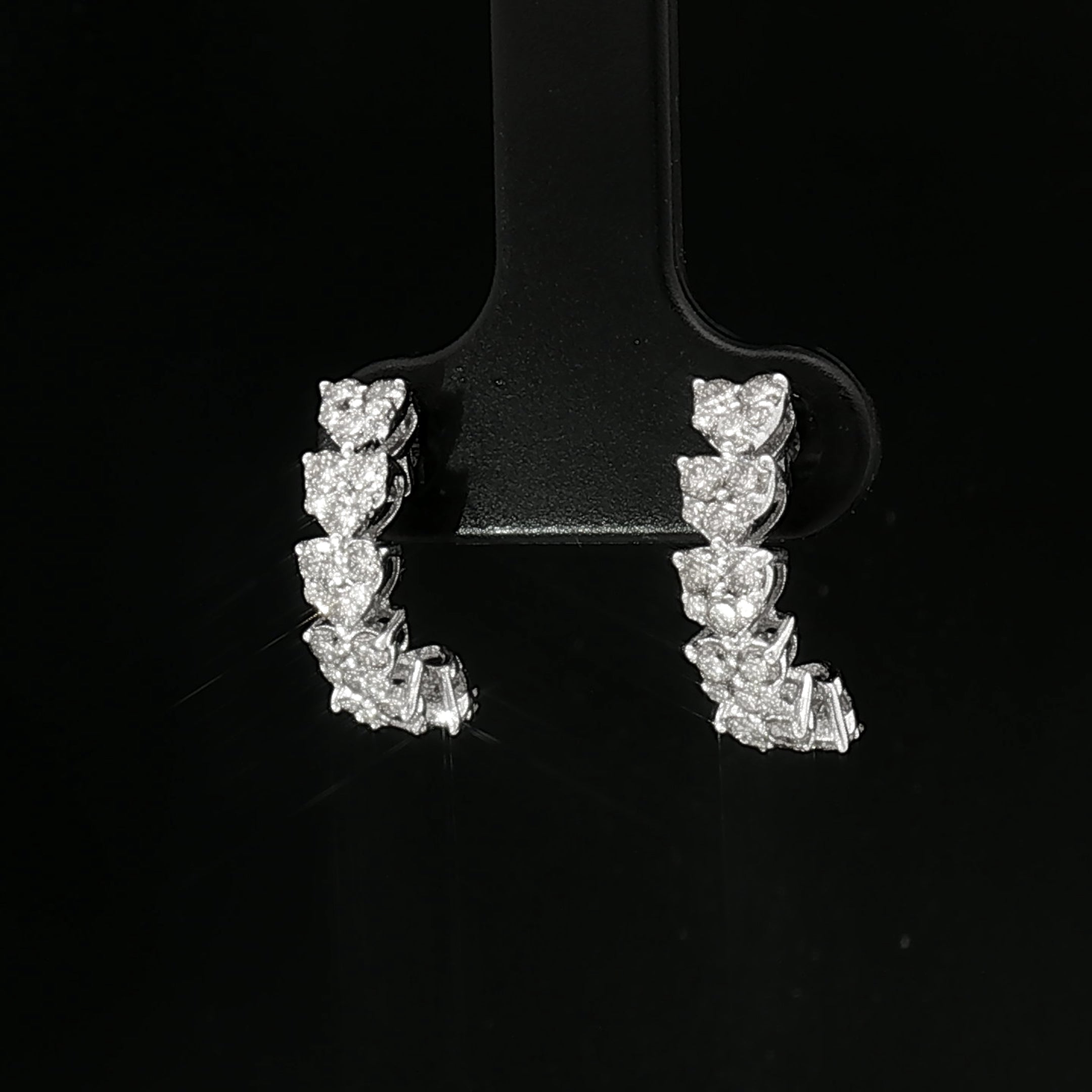 18k White Gold Half Loop Heart Illusion Earrings – 1.00ct Natural Brilliant-Cut Diamonds