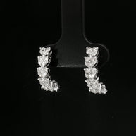 18k White Gold Half Loop Heart Illusion Earrings – 1.00ct Natural Brilliant-Cut Diamonds