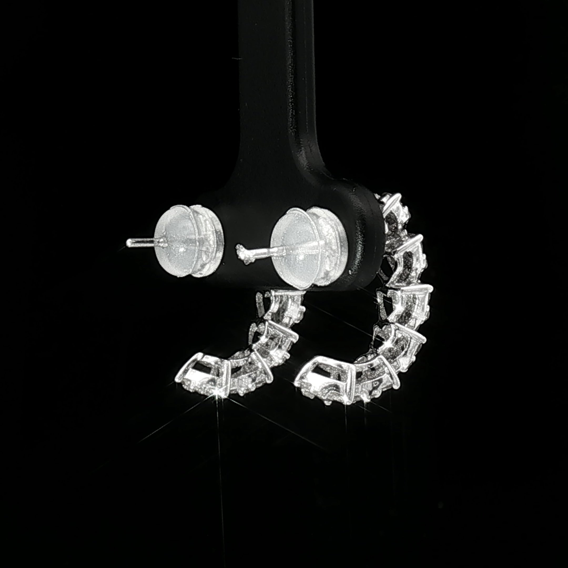 18k White Gold Half Loop Heart Illusion Earrings – 1.00ct Natural Brilliant-Cut Diamonds