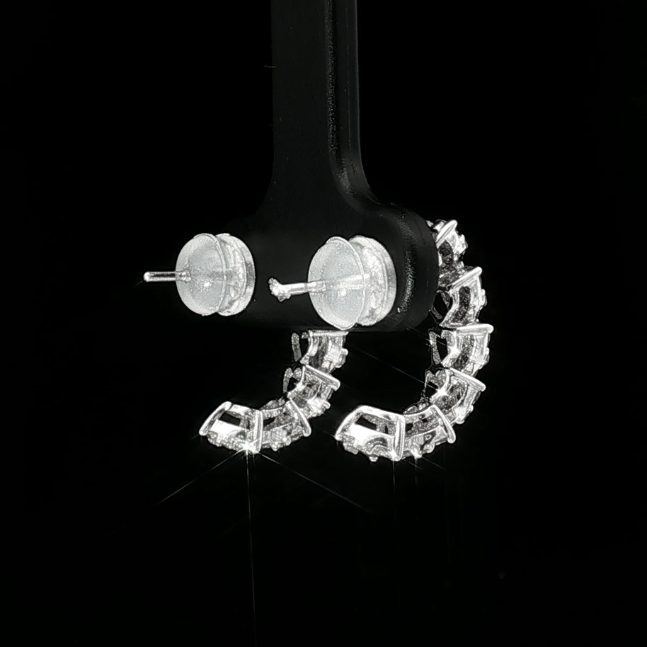 18k White Gold Half Loop Heart Illusion Earrings – 1.00ct Natural Brilliant-Cut Diamonds