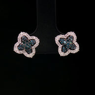 18k white gold earrings with blue diamond