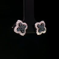 18k white gold earrings with blue diamond