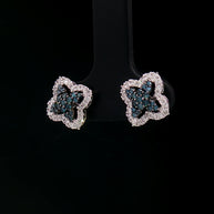 18k white gold earrings with blue diamond